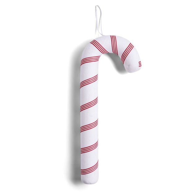 Canne &agrave; sucre d&eacute;co No&euml;l &agrave; suspendre blanche H40cm