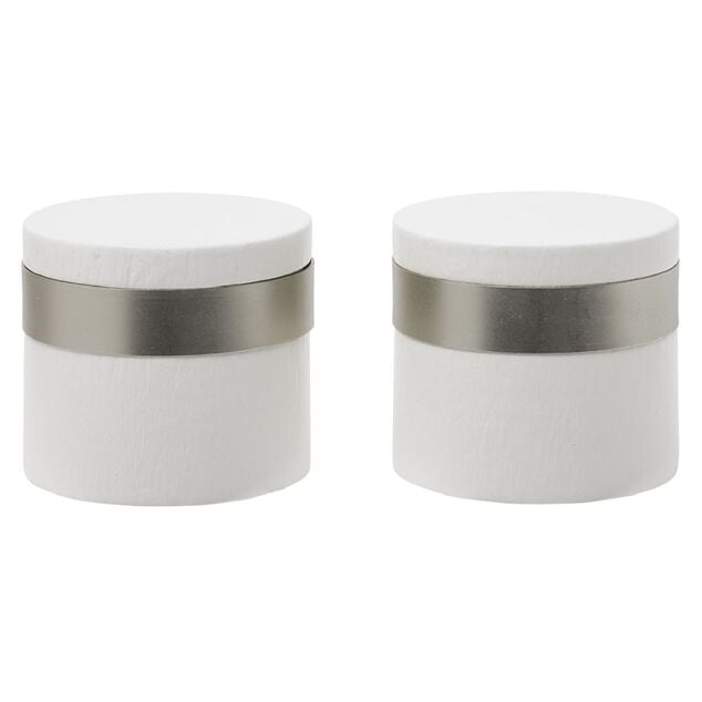 Embout de tringle en bois Blanc bague m&eacute;tal &Oslash;28mm x2