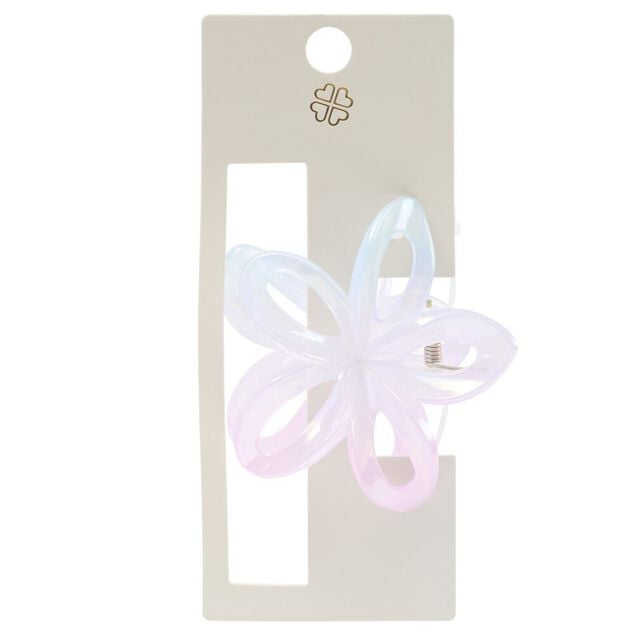 Pince cheveux fleur de tiar&eacute; plastique rose et bleu L10cm