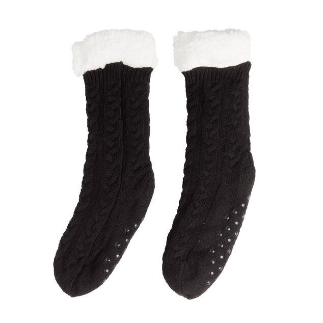 Chaussettes d'int&eacute;rieur doubl&eacute;es peluche rose TU