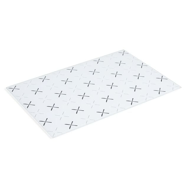 Planche &agrave; d&eacute;couper en verre blanc motif noir 30x38cm