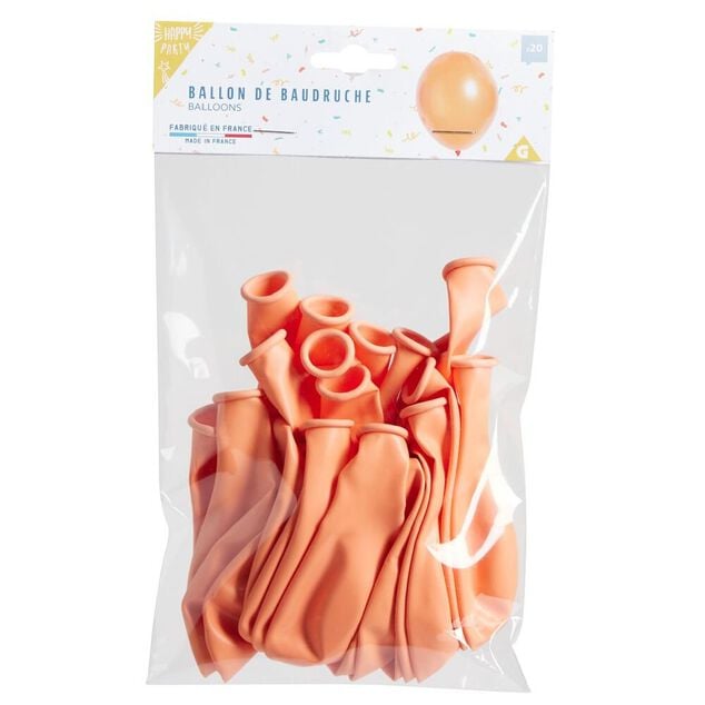 Lot de 20 ballons en latex couleur p&ecirc;che
