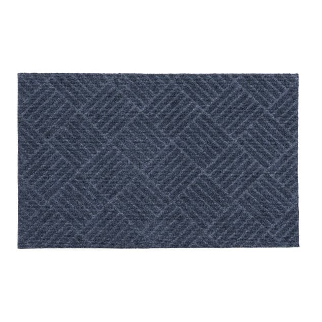 Tapis d'entr&eacute;e motifs losanges stri&eacute;s gris fonc&eacute; 50x80cm