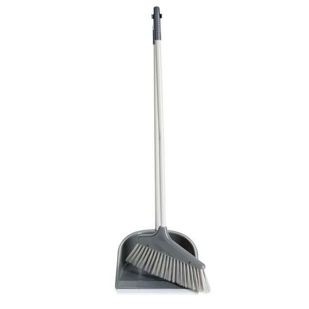 Pelle balayette a&eacute;roport plastique et m&eacute;tal gris 24x24xH71,5cm