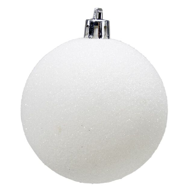Boule de No&euml;l paillet&eacute;e blanche &Oslash;6cm x6