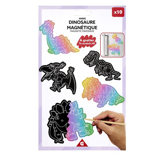 Dinosaure &agrave; gratter papier magn&eacute;tique x10