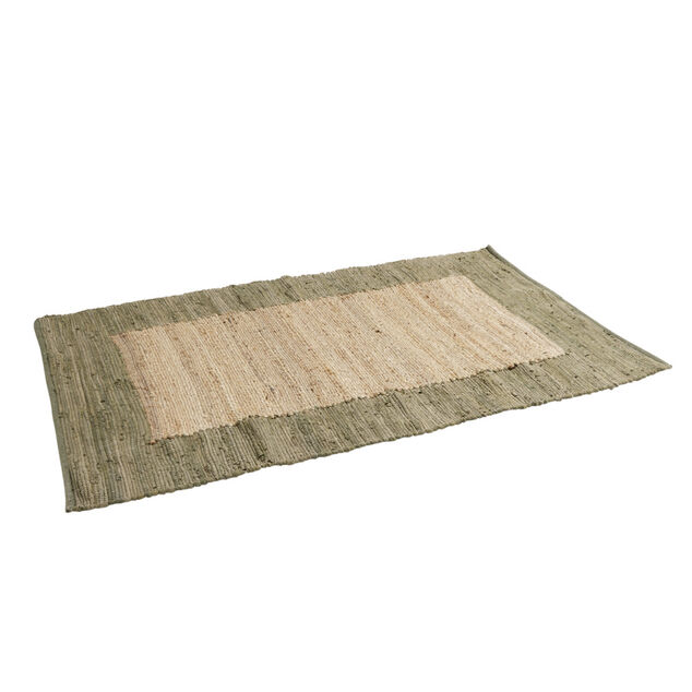 Tapis effet jute bord coton beige 100x150cm