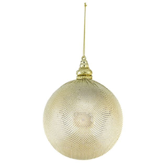 Boule de No&euml;l en acrylique beige dor&eacute; &Oslash;10 cm