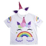D&eacute;guisement enfant licorne avec t-shirt et serre-t&ecirc;te blanc (4/6ans ou 7/10)
