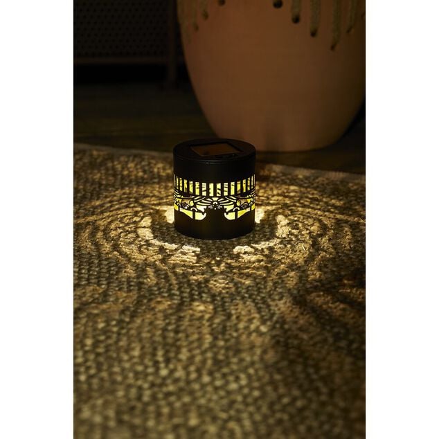 Lampe solaire photophore noir et dor&eacute; &Oslash;8,5xH8,5cm