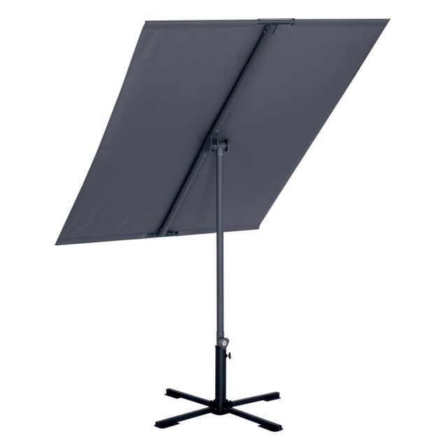 Parasol rectangulaire City acier et toile grise 180x130xH280cm