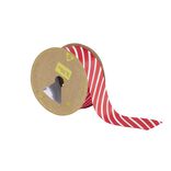 Rouleau ruban imprimé diagonal rouge et blanc 2,7m