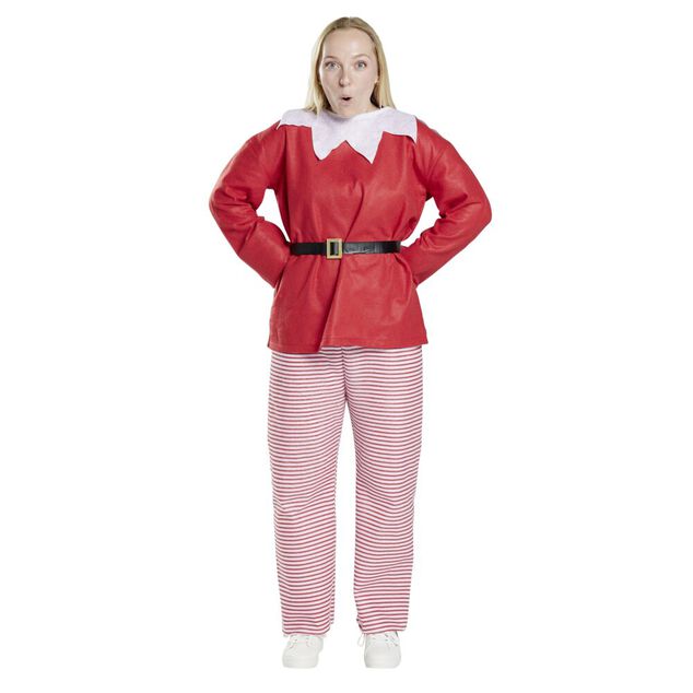 D&eacute;guisement No&euml;l adulte lutin rouge et blanc S/M ou L/XL
