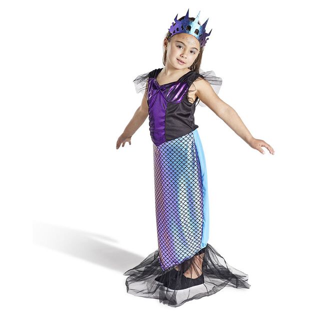 D&eacute;guisement enfant sir&egrave;ne robe et serre-t&ecirc;te noir et violet 7/10ans