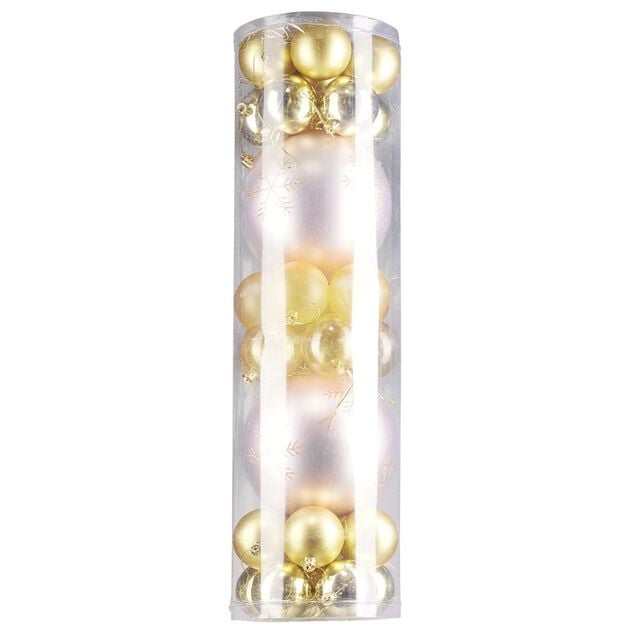 Boule de No&euml;l rose et dor&eacute;e x32