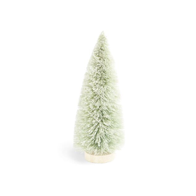 D&eacute;coration sapin vert lumineux LED blanc chaud H16cm &agrave; piles