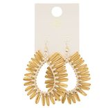 Boucles d'oreilles gouttes boutons raphia rose