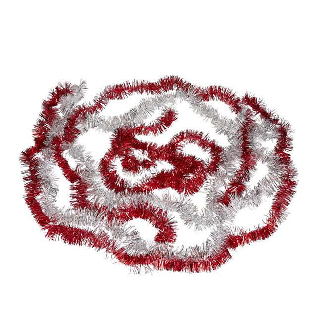 Guirlandes de No&euml;l scintillantes argent&eacute;es et rouges x5