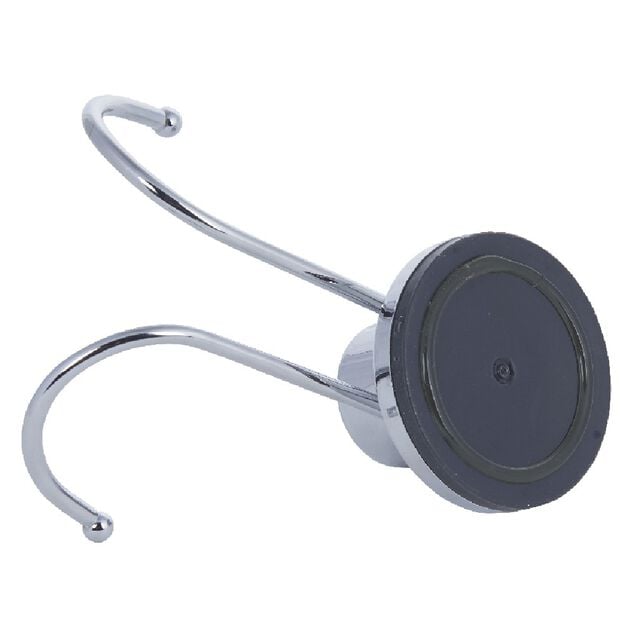 Crochet double &agrave; ventouse inox gris