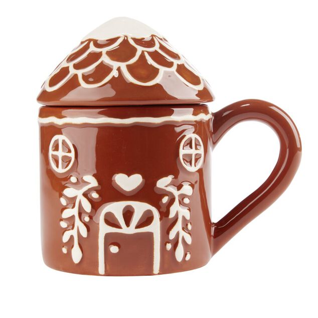 Mug Noël 700ml maison pain d'épices avec couvercle Ø10xH10cm