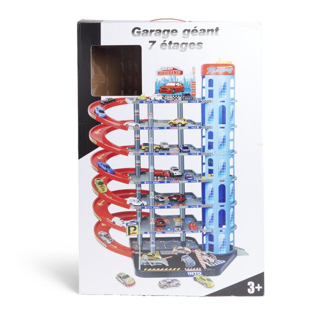 Garage voiture avec pistes de courses.