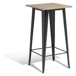 Table haute de jardin Fabrik m&eacute;tal noir et acacia 60x60xH.112 cm