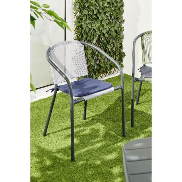 Lot de 4 galettes de chaise 38x38cm polyester bleu
