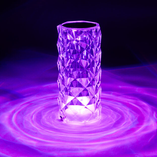 Lampe LED RGB tactile design cristal avec télécommande Ø7,5xH15,5cm