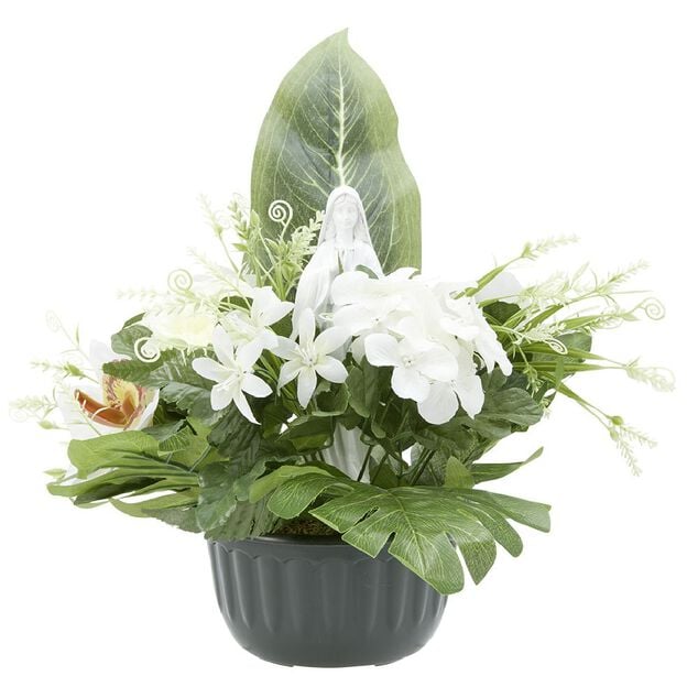 Composition columbarium H41 cm blanc - Fleur artificielle