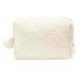 Pochette &agrave; cosm&eacute;tiques fausse fourrure rose ou beige 19x9xH12cm