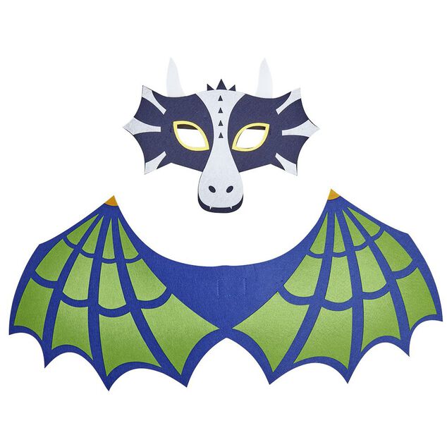 D&eacute;guisement masque et aile de dragon feutrine