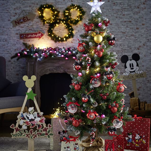 Boule de No&euml;l Disney t&ecirc;te de Mickey en 3D dor&eacute;e H15,5cm