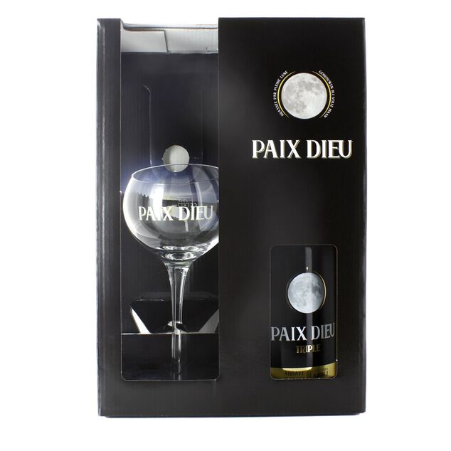 Bière blonde Paix Dieu Triple 10% 1x75cl avec 1 verre à pied sérigraphié