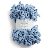 Pelote fil à tricoter 9m effet chenille polyester bleu canard 100g