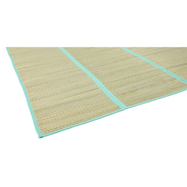 Natte de plage 2 personnes Funky paille naturel et vert 180x180cm