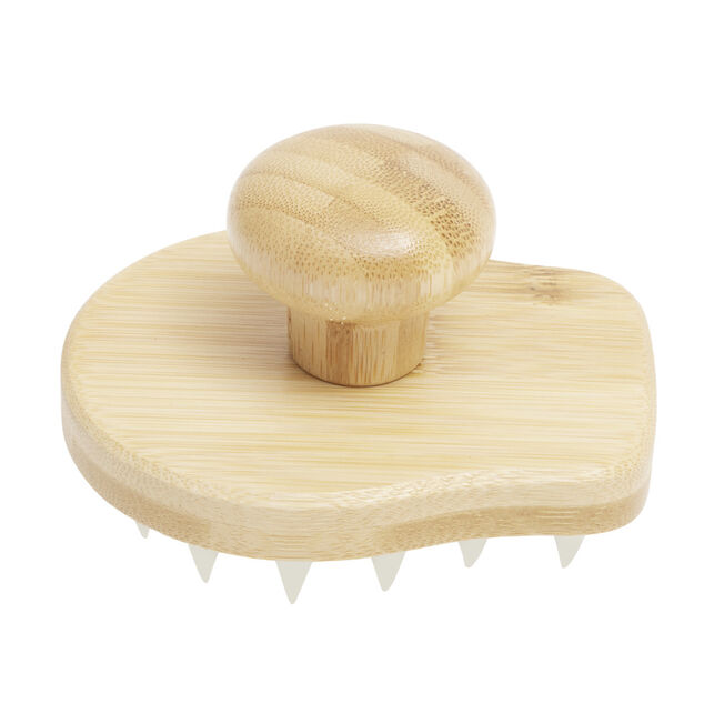 Brosse stimulante cuir chevelu bambou et plastique 9,5x8xH6cm