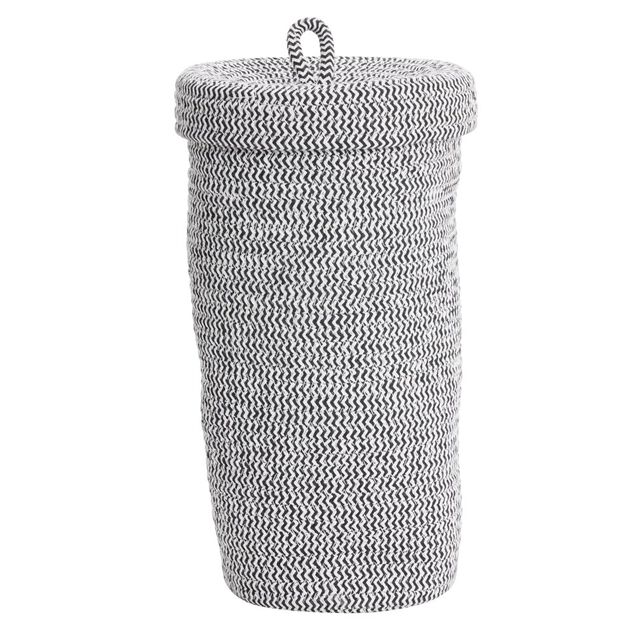 Panière de rangement papier toilette en coton effet tissé noir et blanc