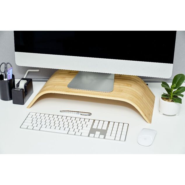 Support &eacute;cran ordinateur bambou 54xH10x24cm