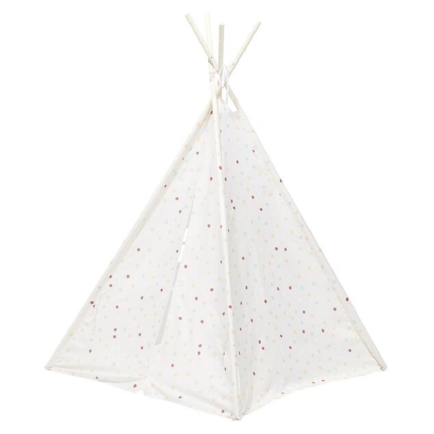 Tipi Flower polyester blanc &agrave; pois - L120xP120xH160 cm