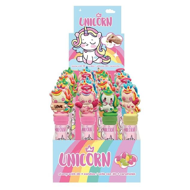 Tube de 20 bonbons Licorne avec capuchon tampon