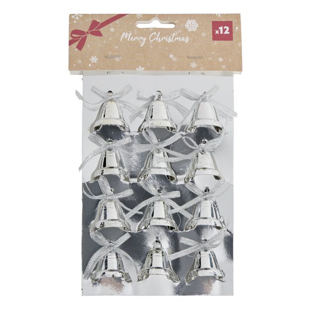 D&eacute;coration de No&euml;l mini cloche brillante 12 pi&egrave;ces &Oslash;3xH3,5cm (3 mod&egrave;les)