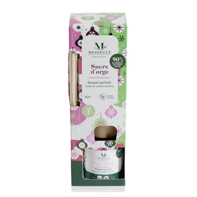 Diffuseur &agrave; b&acirc;tonnets 80ml Mess&eacute;gu&eacute; bouquet parfum&eacute; sucre d'orge