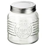 Bocal herm&eacute;tique rond transparent avec couvercle en m&eacute;tal H10 cm