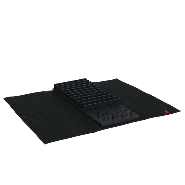 &Eacute;gouttoir avec tapis pliable noir 11 rang&eacute;es 12 picots