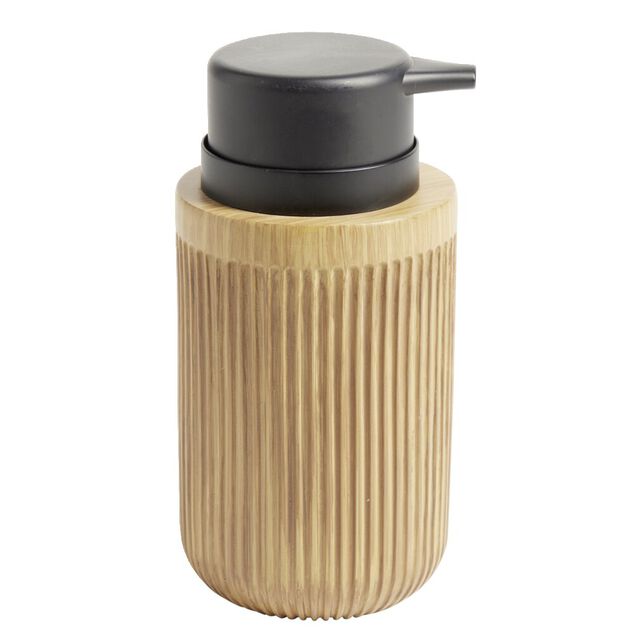 Distributeur savon plastique imitation bois Ø7,6xH17,5cm