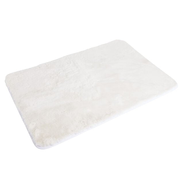 Tapis uni imitation fourrure 60x90cm - 2 coloris blanc ou beige