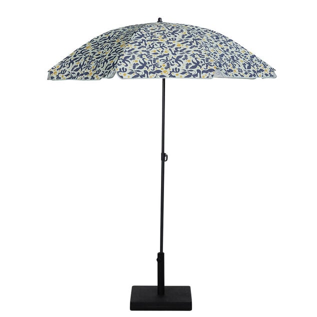 Parasol centr&eacute; inclinable Sun &Oslash;160xH195cm acier et polyester motif algue