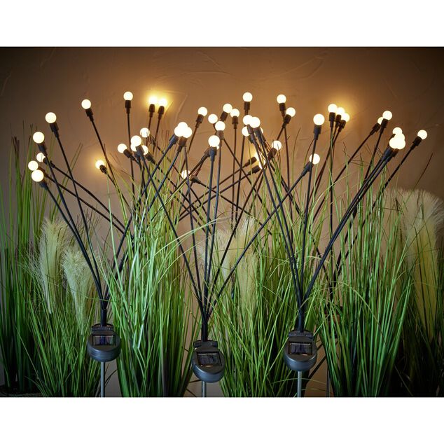 Pic bulbe effet lucioles solaire &agrave; LED blanc chaud H70cm
