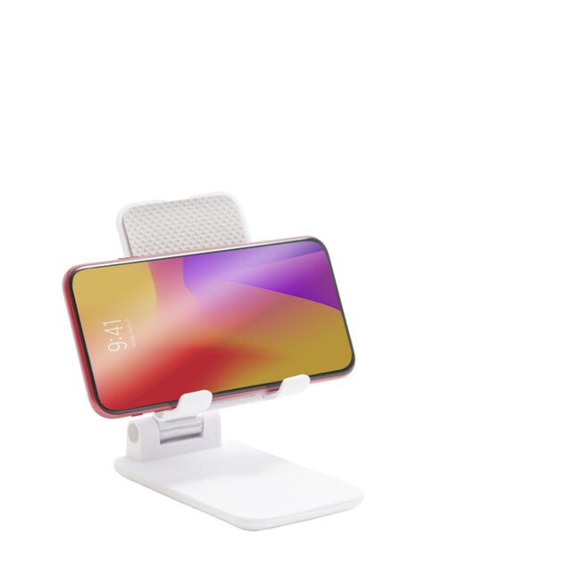 Support t&eacute;l&eacute;phone multiposition blanc 6,5x2,7xH11cm
