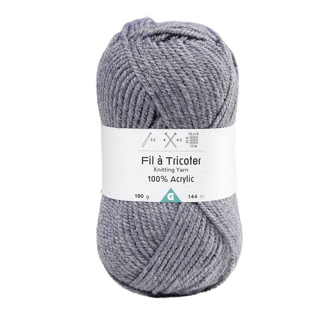Pelote de fil &agrave; tricoter acrylique gris anthracite 100Gr